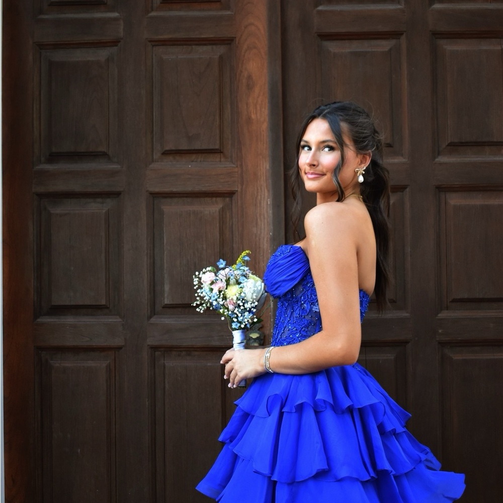 Sherri Hill Royal Blue Strapless Gown HOMECOMING